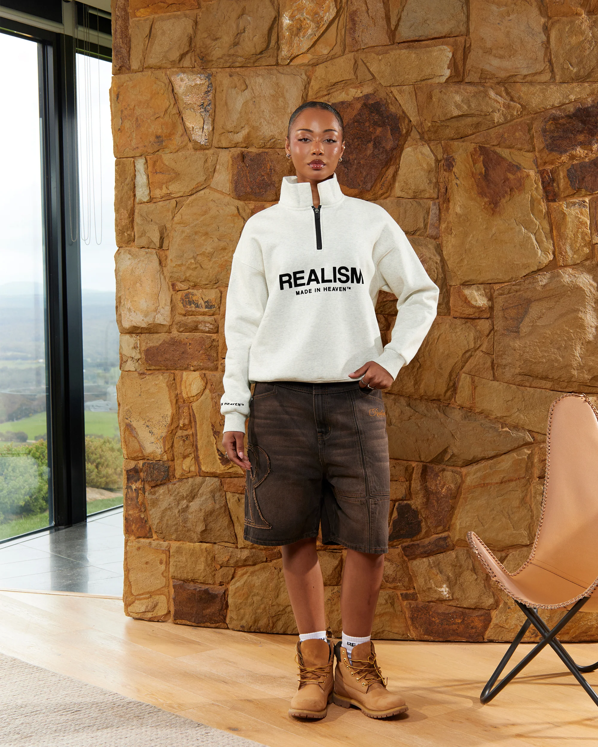 ELITE HALF ZIP SWEATER OATMEAL - Image 5