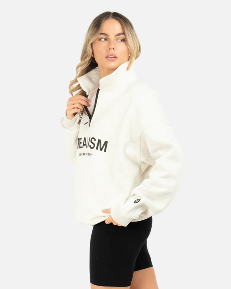 IDOL HALF ZIP SWEATER OATMEAL - Image 9