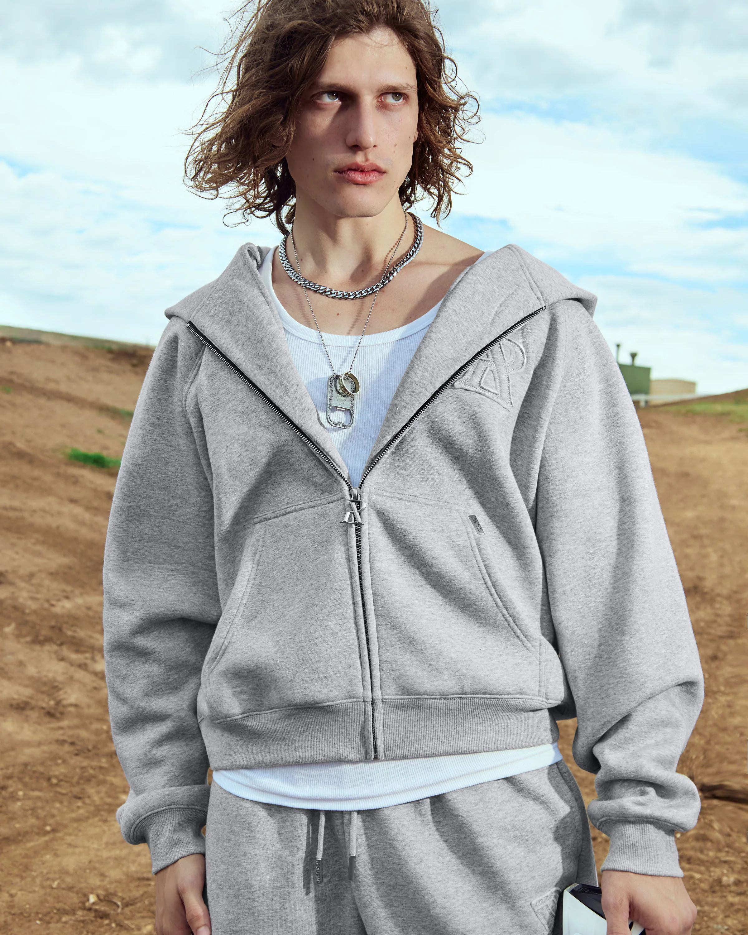 LEGACY ZIP HOODIE GREY MARLE - Image 3