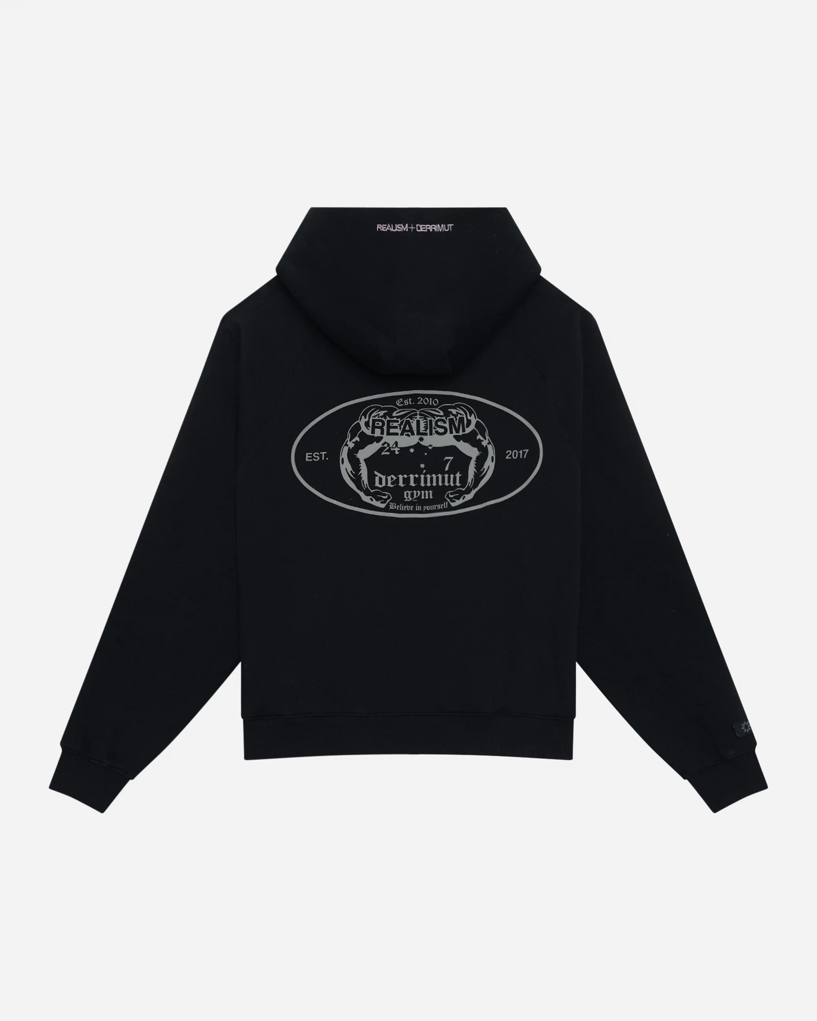 REALISM X DERRIMUT GYM OLD SCHOOL ECHO ZIP HOODIE BLACK - Image 2