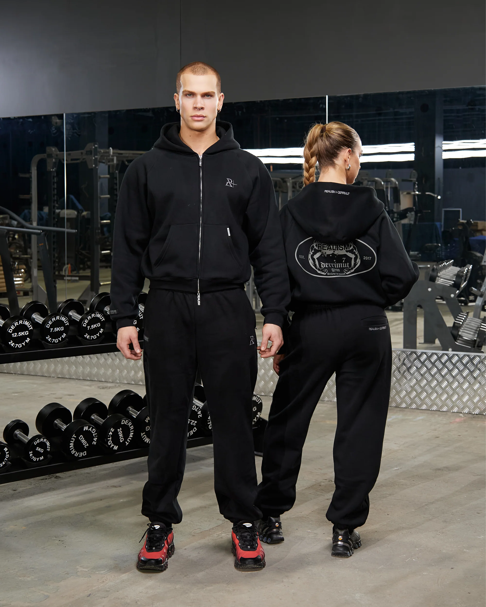 REALISM X DERRIMUT GYM OLD SCHOOL ECHO ZIP HOODIE BLACK - Image 3