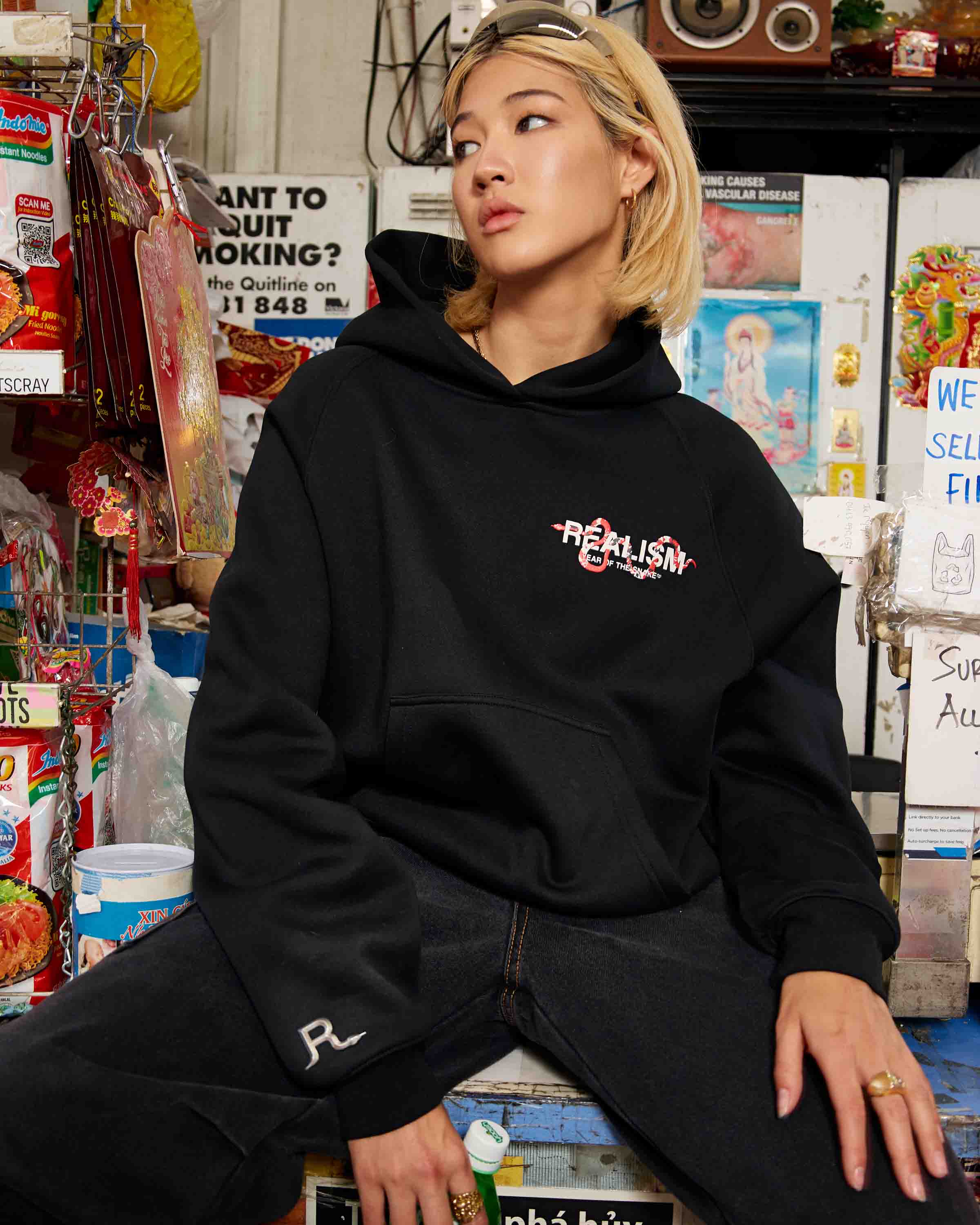 SNAKE LOGO HOODIE BLACK - Image 3